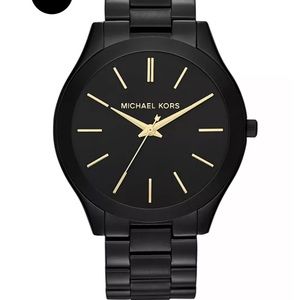 Michael Kors Unisex Slim Runway Black-Tone Stainless Steel Bracelet Watch 42 mm